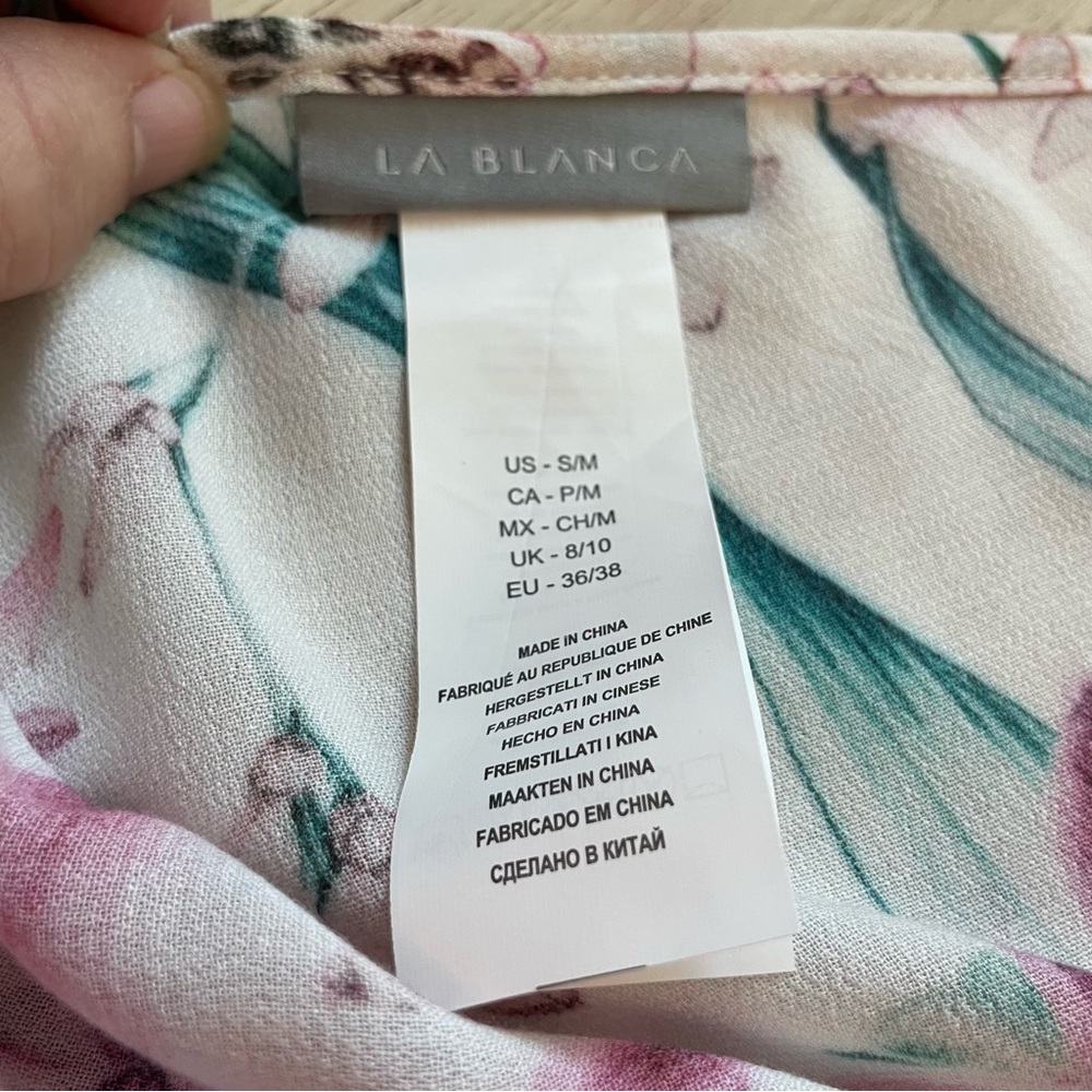 LA BLANCA Floral Flyaway Orchid Sundress! New! Pink and Green Woven Print. Med - Picture 8 of 12